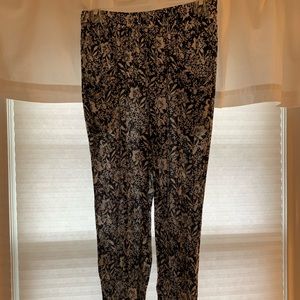 Black Flower Pattern Flowy Pants